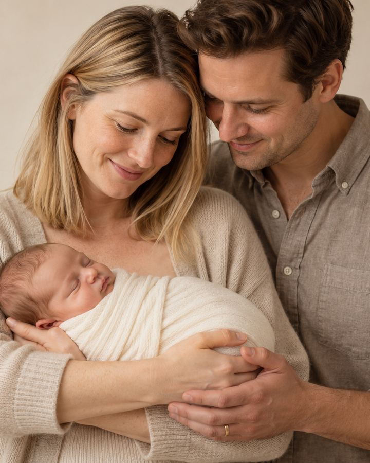 Family: parents holding newborn