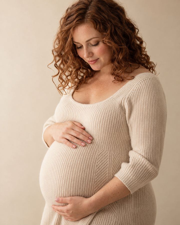 Maternity: hands on bump close portrait