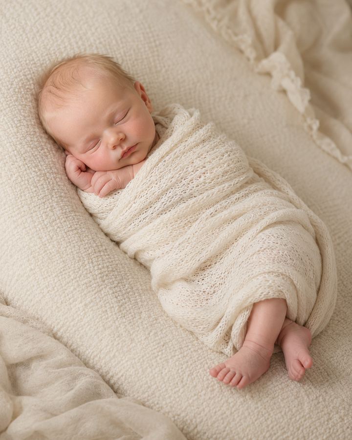 Newborn: ivory knitted swaddle